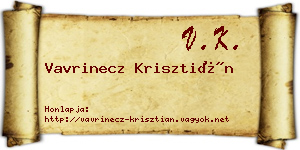 Vavrinecz Krisztián névjegykártya